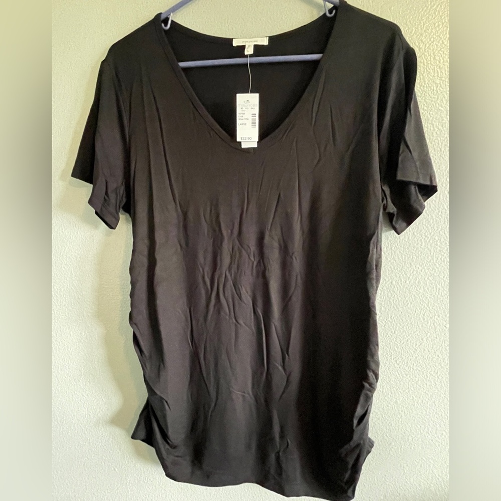 Maurices 24/7 Flawless V Neck Black Maternity Tee Size Medium